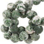 Jasper green spot frosted kraal 8mm