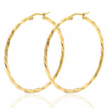 RVS oorringen goud rond met twist 50mm