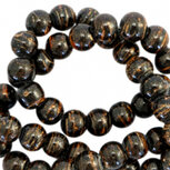 Glaskraal dripline zwart glitter bruin