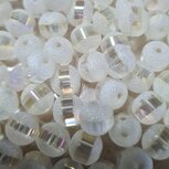 Glaskralen rond electroplated mat creme wit 