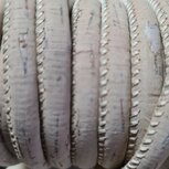 Gestikt kurk vintage taupe grijs 6x4mm