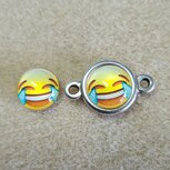 Acryl plaksteen emoji lach rond 12mm rood/geel