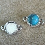 Silverplated bedel/hanger 2 oog voor 8mm cabochon 