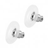 RVS Rubberen oorbel achterkant schijf zilver