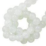 Crackle glaskraal ​​​​​​​creamy white 6mm