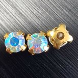 Opnaai strass in kastje goud 6mm