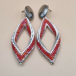 Handgemaakte oorhangers druppel rood zilver