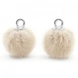 Pompom bedel 12mm sand beige silver
