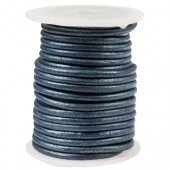 3mm leerkoord donker blauw metallic