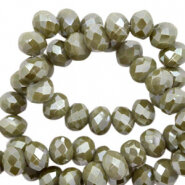 Facetkraal rondel herb green pearl shine