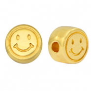 DQ Metalen goud kraal smiley 7mm