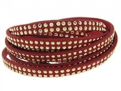 imitatie suedekoord met studs rood