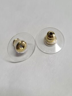 Rubber oorbel achterkant schijf goud