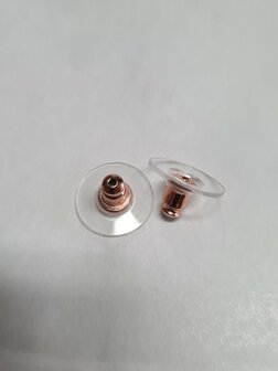 Rubber oorbel achterkant schijf rose