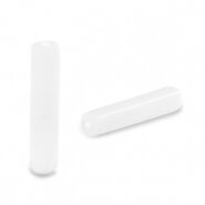 Glaskraal tube White 20x4mm