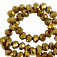 Facetkraal rondel Gold metallic pearlshine coating 2x3mm