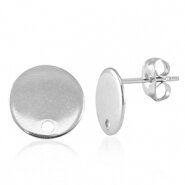 RVS oorstekers rond 10mm met oogje zilver