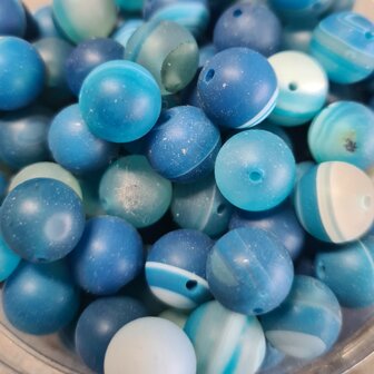 Blauw gem&ecirc;leerde Onyx kralen 10mm