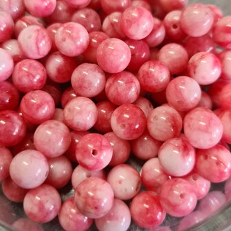 Jade natuursteenkraal rond pink 8mm