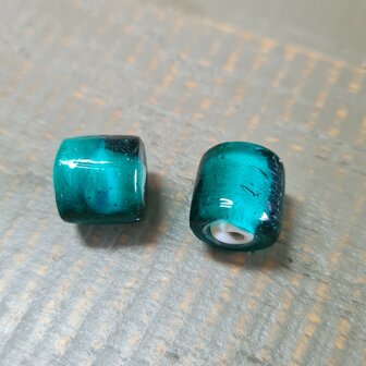 Cilinder glaskraal 11mm turquoise groen