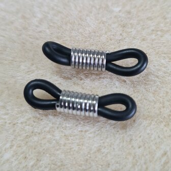 Rubberen lusje, sunnycords, voor brillenkoordjes zwart/zilver