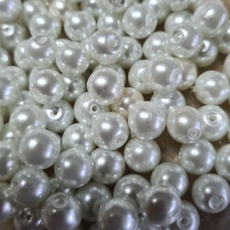 Glasparels glanzend wit 8mm