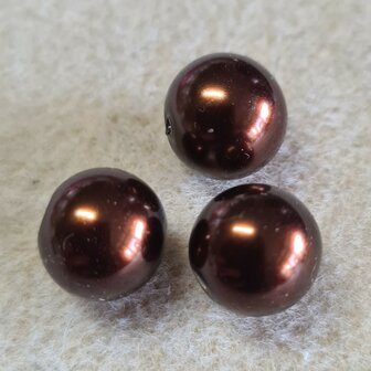 Glasparel rond 12mm chocolade bruin