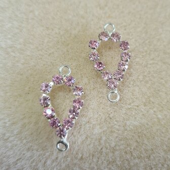 Tussenstuk druppel strass roze