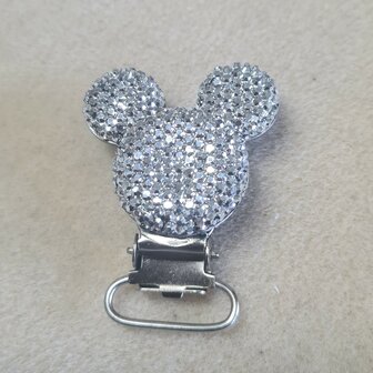 Mickey Mouse speenclip zilver glitter