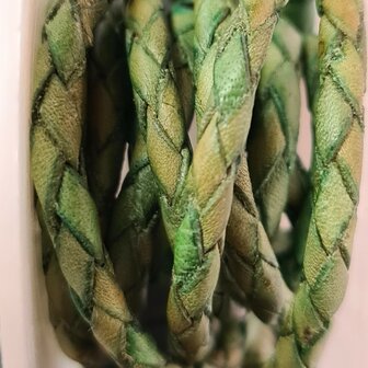 Gevlochten leer vintage green 3mm