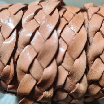 Gevlochten leer plat 15mm naturel