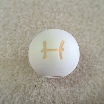 Houten letterkraal H rond 14mm