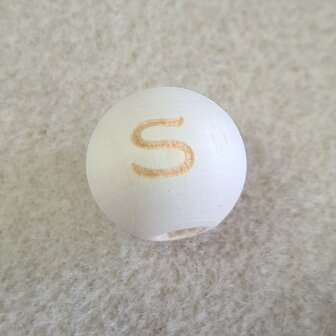 Houten letterkraal S rond 14mm