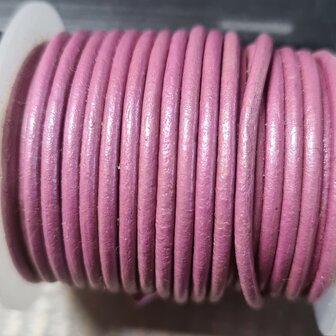 DQ leer rond 2 mm Roze metallic