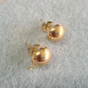 RVS oorstekers Goldplated 10mm stud