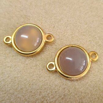 DQ Twee oog cabochon Goud Agaat