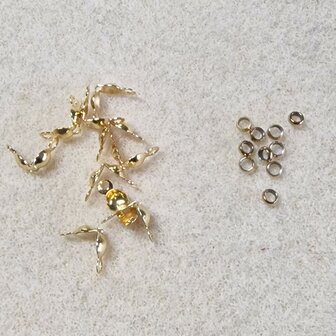 RVS goud kalotjes en knijpkralen
