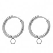 RVS oorringen silver 18mm