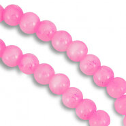Glaskraal gem&ecirc;leerd white pink 6mm