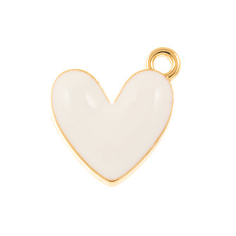Hanger enamel hartje wit