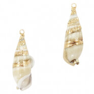 Schelp bedel/hanger penhoren pearl white gold