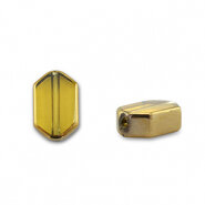 Glaskraal Hexagon geel transparant goud