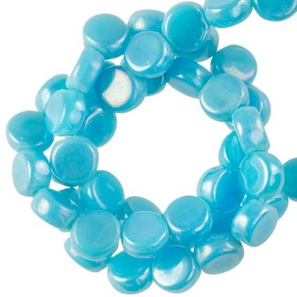Glaskralen disc sky blue 5x2mm