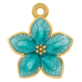 Bedel enamel bloem blue turquoise
