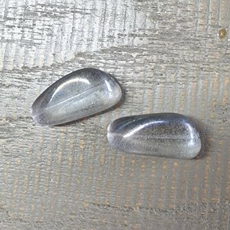 Glaskraal nugget blank grijs 32x15mm 