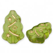 Kerstboom kraal/bedel olive green gold