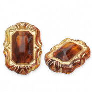 Acryl kraal rechthoek cognac bruin goud
