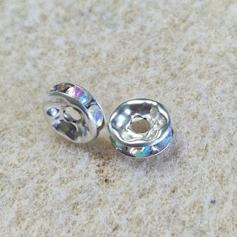 Strass rondelschijf AB 8mm zilver