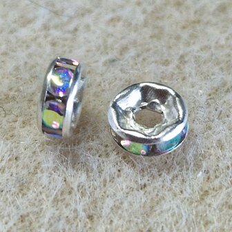 Strass rondelschijf AB 6mm zilver