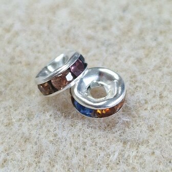 Strass rondelschijf colorful 6mm zilver